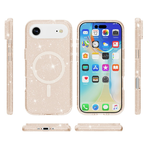 Case for iPhone Air, for MagSafe, glitter, translucent gold