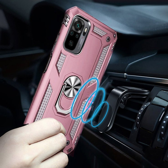 Armor Case for Xiaomi Redmi Note 10/10S, Nox Case Ring, pink rose gold