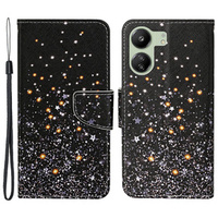 Flip case for Xiaomi Redmi 13C / Poco C65, Wallet, Stars, black