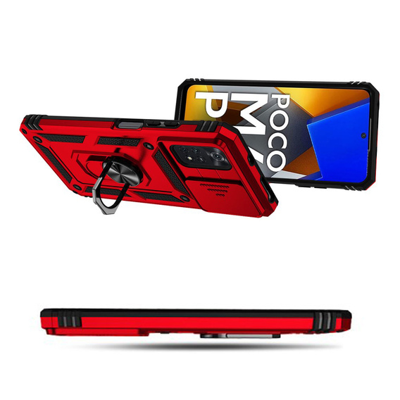 Case for Xiaomi Poco M4 Pro 4G, CamShield Slide, red