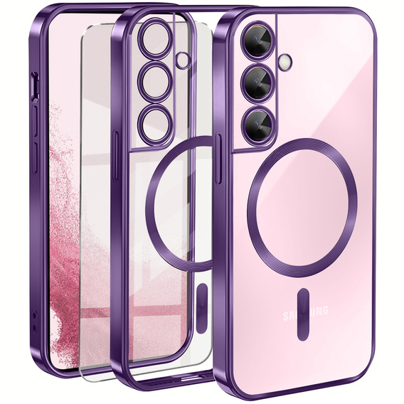 Case for Samsung Galaxy S22, Electro MagSafe, purple + Screen Glass