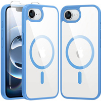 Magnetic Case for iPhone 16E, MagSafe, blue + 9H tempered glass