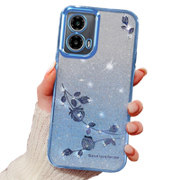 Case for Motorola Moto G24 / G24 Power / G04, Glitter Flower, blue