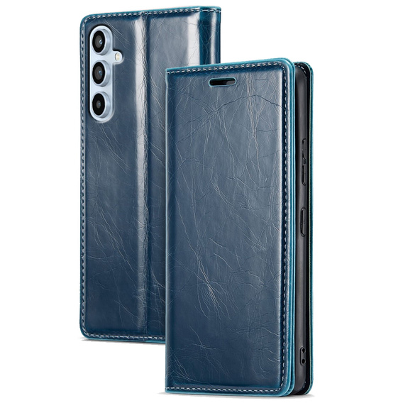 Flip case for Samsung Galaxy A54, ERBORD Waxy Wallet, blue