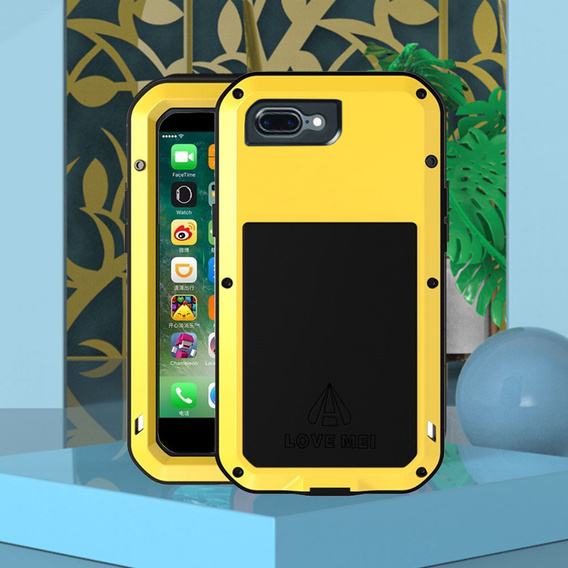 Love Mei Case for iPhone 8 Plus/7 Plus, armored with glass, yellow
