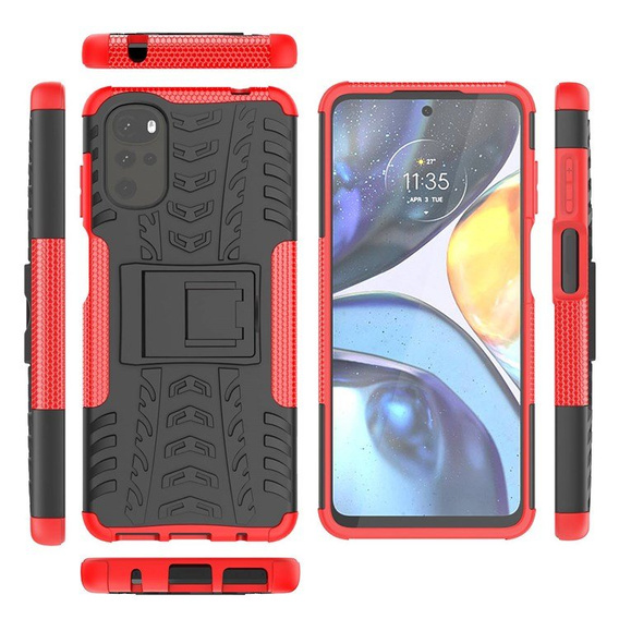 Case for Motorola Moto G22, Tire Armor, red