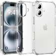 Case for iPhone 16, Erbord Dropproof, transparent + Glass