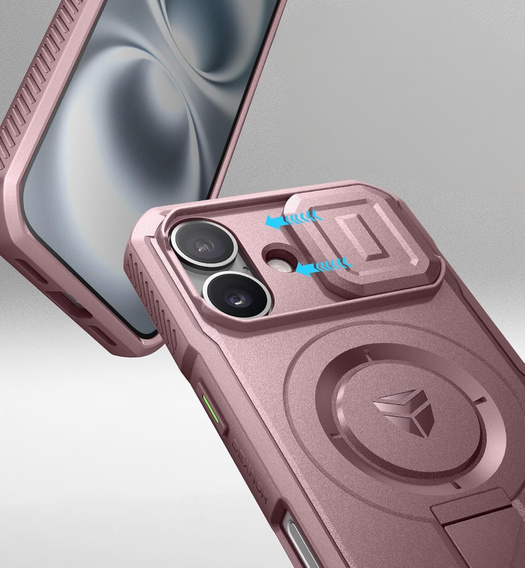 Armored case for iPhone 16, Dexnor CamProtect MagSafe, pink