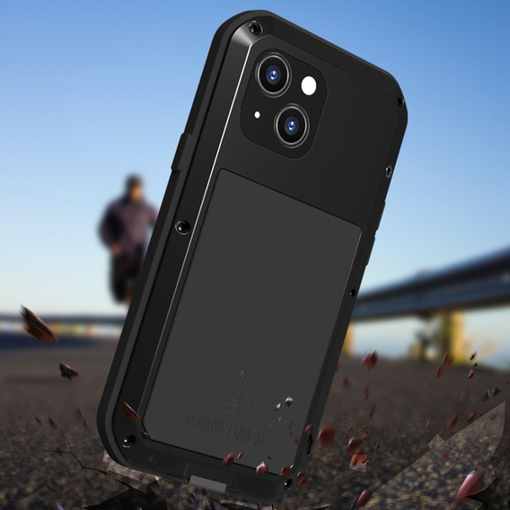 Love Mei Case for iPhone 13 mini, armored with glass, black