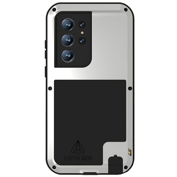 Love Mei Case for Samsung Galaxy S22 Ultra, armored without glass, silver