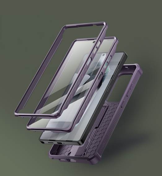 Armored case for Samsung Galaxy S25 Ultra, Dexnor Full Body (Two Frames), purple