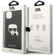Karl Lagerfeld Case for iPhone 14 Plus, Saffiano Karl's Head Patch, black