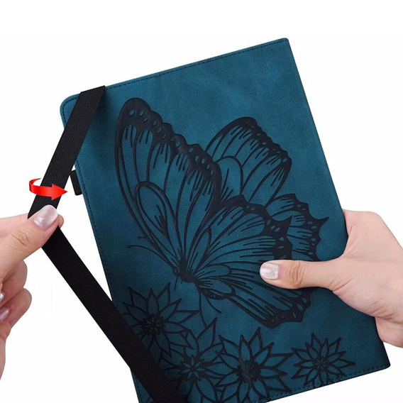Case for Lenovo Tab M9, Wallet Pen Slot, butterflies, brown