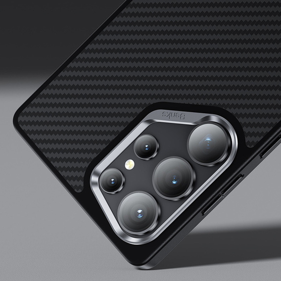 BENKS Kevlar Case for Samsung Galaxy S25, for MagSafe, Carbon Fiber, black