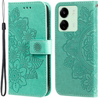 Flip case for Xiaomi Redmi 13C / Poco C65, Mandala Flower, green
