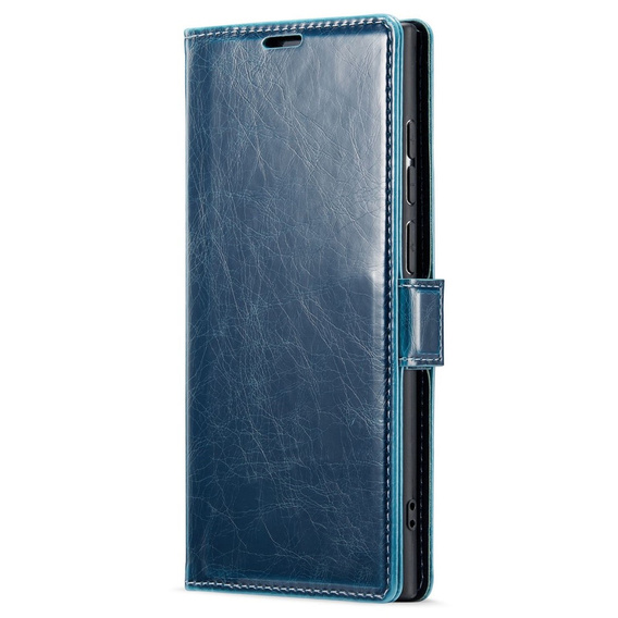 Flip case for Samsung Galaxy S23 Ultra, ERBORD Waxy Wallet, blue