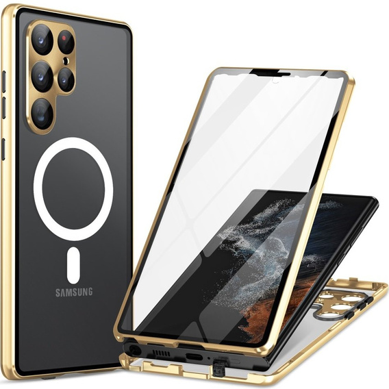 Magnetic Dual Glass MagSafe case for Samsung Galaxy S23 Ultra, gold