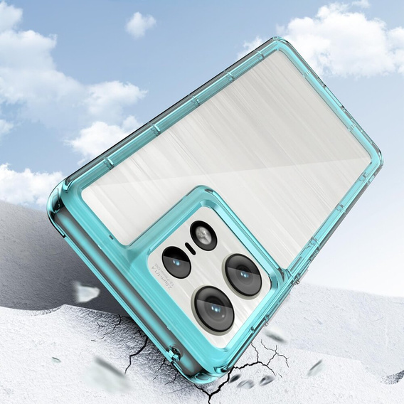 Case for Motorola Edge 50 Pro, Fusion Hybrid, transparent / blue