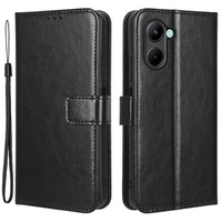 Flip case for Realme C33, Crazy Horse Wallet, black