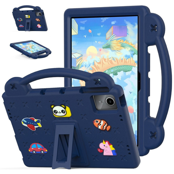 Children's case for Lenovo Tab M11, Cute Patterns, with stand, dark blue