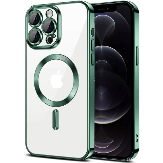 Case for iPhone 12 Pro, Electro MagSafe, green + Screen Glass