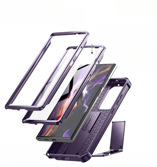 Armored case for Samsung Galaxy S23 Ultra, Dexnor Full Body (Two Frames), purple