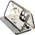 Magnetic Dual Glass MagSafe case for iPhone 15 Pro Max, gold