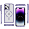 Case with frame for iPhone 14 Pro, for MagSafe, transparent / purple