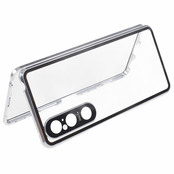 Case for Sony Xperia 1 V, Magnetic Dual Glass, silver