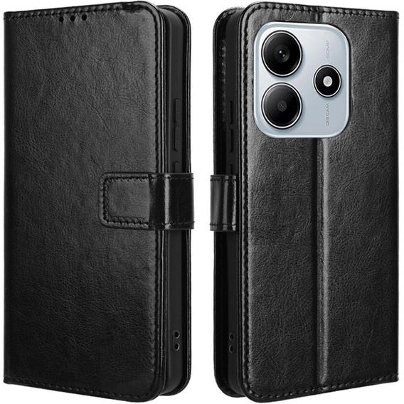 Flip case for Xiaomi Redmi Note 14 5G, Crazy Horse Wallet, black