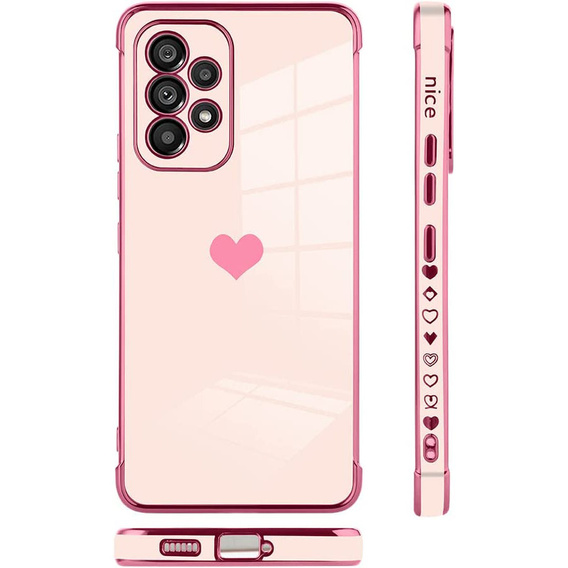 Case for Samsung Galaxy A53 5G, Electro heart, pink rose gold