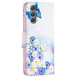 Flip case for Samsung Galaxy M34, Wallet, butterfly & flowers, white