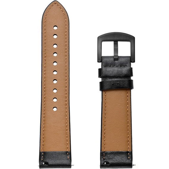 22mm Genuine Leather Coated Silicone Watch Band - Brown