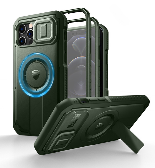 Armored case for iPhone 12 / iPhone 12 Pro, Dexnor CamProtect MagSafe, green (Two frames)