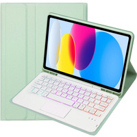 Case with illuminated bluetooth touchpad keyboard for iPad 10.9" 2022 (10 gen.), light green