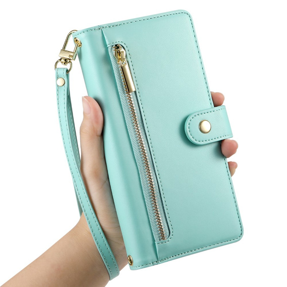 Flip case for Oppo Reno 13F 5G, Wallet Zipper Pocket, mint