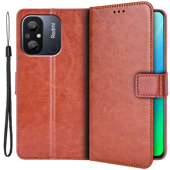 Flip case for Xiaomi Redmi 12C, Crazy Horse Wallet, brown