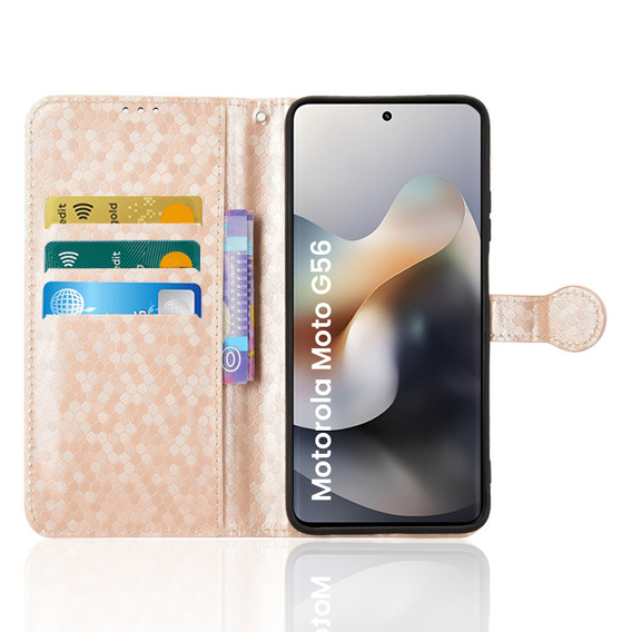 Flip case for Motorola Moto G56 5G, Wallet Rhombus, gold