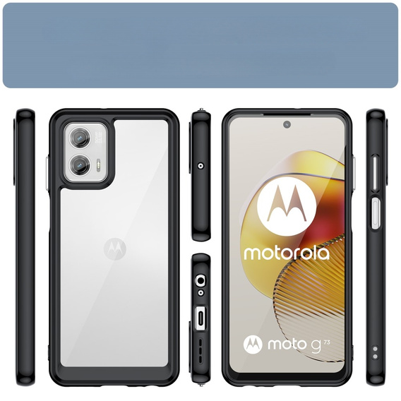 Case for Motorola Moto G73 5G, Fusion Hybrid, transparent / black