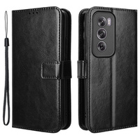 Flip case for Oppo Reno 12 Pro, Crazy Horse Wallet, black