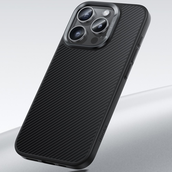 BENKS Kevlar Case for iPhone 16 Pro Max, for MagSafe, Carbon Fiber, black
