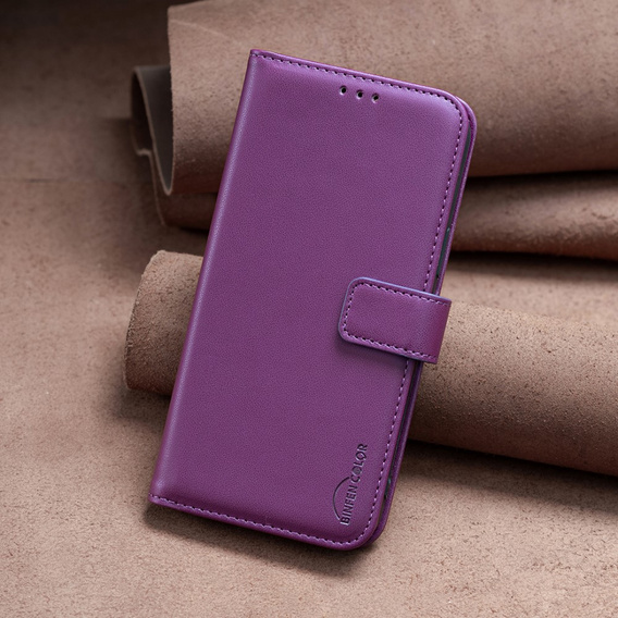 Flip case for Samsung Galaxy S23 FE, BINFEN Wallet, dark purple + 9H glass