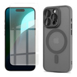 Case for iPhone 16 Pro, for MagSafe, ERBORD Matt Case, grey + Screen Glass