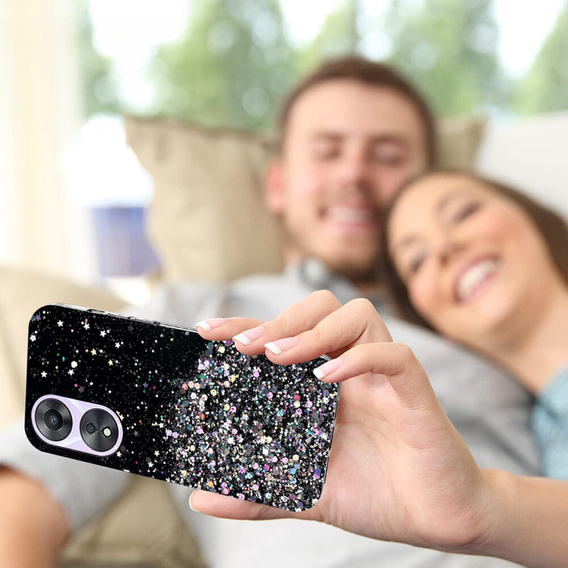 Case for Oppo A78 5G, Glittery, black