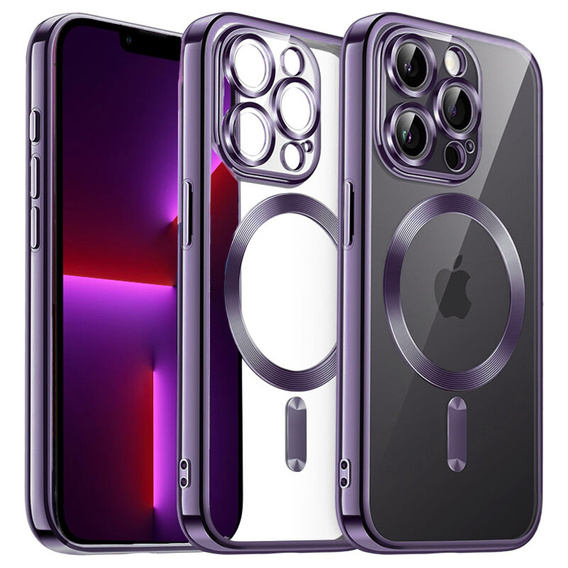 Case for iPhone 13 Pro, Electro MagSafe, purple + Screen Glass