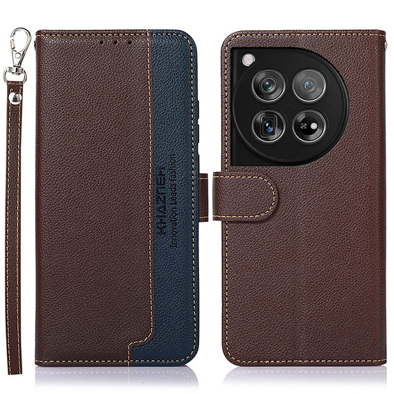 Flip case for OnePlus 12 5G, KHAZNEH RFID, brown / blue