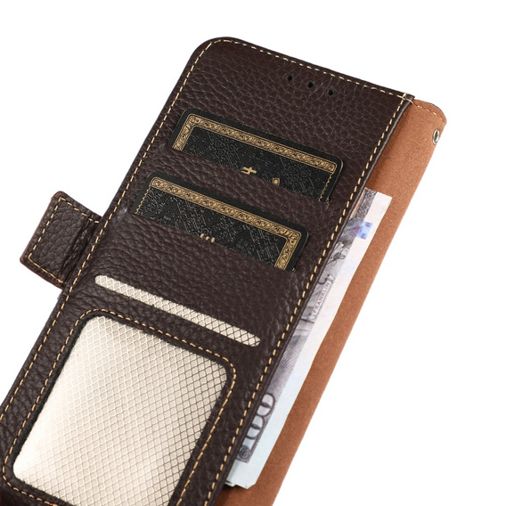 KHAZNEH RFID case for Samsung Galaxy S24 Ultra, Litchi Texture, brown