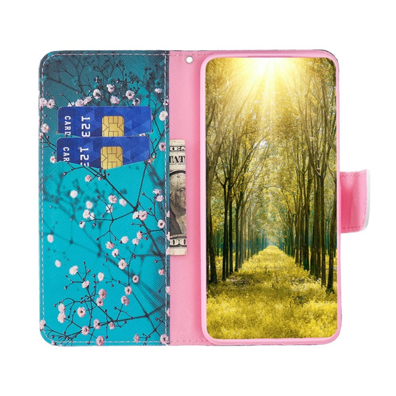 Flip case for Motorola Moto G54 5G, Wallet, sakura, blue