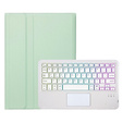 Case with illuminated bluetooth touchpad keyboard for iPad 10.9" 2022 (10 gen.), light green