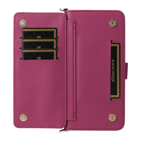 Crossbody Leather Wallet flip case for Oppo Reno 13 5G, maroon